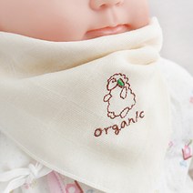 [완제품] 오가닉 자수손수건 코튼쉽 5color 신생아거즈 밤부