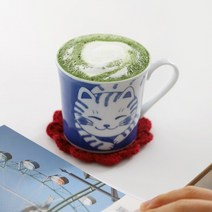 오반자이 블루네코 머그 300ml 일본 식기 도자기 머그컵 깔끔한머그잔, 블루네코 머그 300ml[줄무늬]