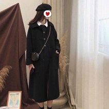 ANYOU 오버코트 슬림 모직코트 롱 여성 트렌치코트