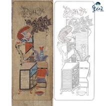 명품 책거리도 5 민화 도안 민화그리기 본그림 공모전 취미 원데이클래스 수업자료 컬러링 본, 일반용지(얇은 백상지), 중형