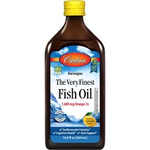 칼슨랩스 노르웨지안 더 베리 파이니스트 피쉬 오일 1600mg 오메가-3s 내추럴 레몬, 1개, 500ml