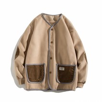 가을 겨울 일본식 레트로 대학 스타일 모직 짧은 Ins 카디건 작업복 재킷 칼라 재킷 남자와 여성 패션