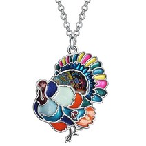 WEVENI 에나멜 합금 추수감사절 칠면조 목걸이 닭 펜던트 참 패션 주얼리 선물 여성용 여아용 에나멜 원석 없음. 가성비 추천 미국직구, Multicolor