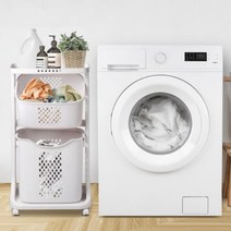 수건통 런드리카트 올인원세탁바구니 2단 모던 트롤리 스윙