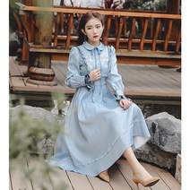 프렌치 앤틱 개화기 빈티지 프릴 카라 원피스 레트로 사진 촬영 의상
