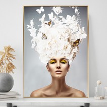 추상화그림 꽃 여인 인물화 북유럽 모던 인테리어 감성액자, 화이트몽클, 유광골드