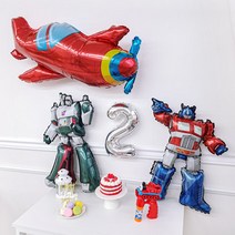 로봇 은박 풍선 입체 장식 소품 변신 생일 홈 파티 용품, 로봇 풍선 - 레드&블루