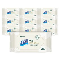 스카트 에코 종이 물티슈 리필형 70매, 1세트, 10팩