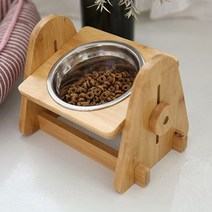 높이조절 원목 강아지 고양이 식기 스텐 밥그릇.퍼스트앙(무료배송), 1구