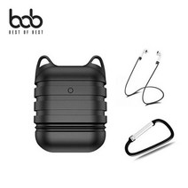 bob 캣츠 실리콘 에어팟 케이스+버클+스트랩 3set, 화이트(스티커증정)