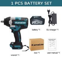 렌치 임팩 라쳇 드릴 전동 Kamolee 1800 N.M 하이 토크 DTW700 브러시리스 무선 전기 임팩트 1 2 In 리튬 배터리 마끼다 18V 배터리용, 03 1 Bat EU Carton Set