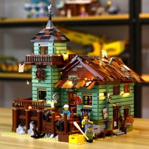 레고 호환블록 오두막 영화 낚시터 레트로 하우스 레고블럭 40종, AC.어부 오두막 [컬러램프 선물]