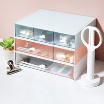 쌓아올리는 서랍함 미니서랍 수납함 책상정리 정리함 플라스틱 칸막이 멀티박스 수납, 핑크 3칸