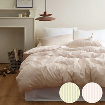 [플로라] 미니멀 스트라이프 순면 이불커버 침대패드 세트 EK