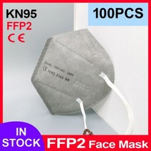 보호대 KN95 마스크 CE FFP2 얼굴 5 겹 필터 보호 건강 관리 입, [13] Gray 100pcs, Gray 100pcs