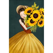 지산 DIY 보석십자수 (캔버스형) 40x30cm, 1개, JS32 소녀와 해바라기