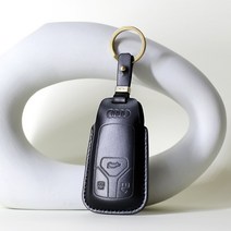 핑키프로미스 BMW 아우디 벤츠 수입차 천연가죽 무료 각인 스마트키케이스 키홀더 키링 차키 커버 X 5 시리즈 E S 클래스 AMG Q3 Q5 A3 A6, 아우디 A02 (3버튼), 블랙