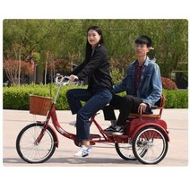 삼륜 어른노인용 성인용세발자전거 중장년 삼륜차 인력거 노인 스쿠터 2인승 시니어 아이, 03 와인 18인치 40소두 사은품 없음