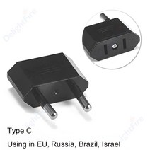 1/5/10pcs 미국 EU 여행 어댑터 2 핀 4.0mm 유럽 플매트 카펫 매트 러그 전원 변환기 전기 소켓 콘센트, [01] 1pcs, [02] 4.0mm EU To US Black