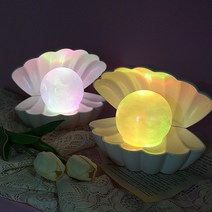 별빛 진주를 품은 조개무드등 / 키즈맘아트 쉘램프 진주 펄 오로라 글리터 워터볼 스노우볼 자동 회전 바다 해변 인어공주 인테리어 램프 LED 조명 보석함 캠핑 불멍 집들이 선물