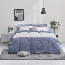 알레르망 에티카 사계절 구스차렵이불 Q 3종세트 네이비