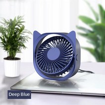 360 도 회전 USB 휴대용 미니 조용한 데스크탑 공기 냉각기 귀여운 고양이 모양의 개인 전기 냉각 팬 사무, 02 Blue