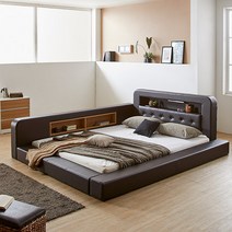 세진침대 제우스 LED저상형침대+솔리드본넬매트리스, 제우스 저상형침대+솔리드본넬(초코브라운)