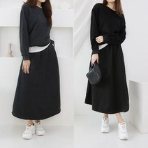 코디제이 여자 트레이닝팬츠 기모와이드맨투맨치마세트 포근 기모셋업 투피스 맨투맨 스커트 트레이닝세트