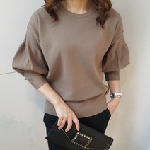 상상그이상 [여성스러운실루엣] 벌룬 퍼프 니트 러블리 라운드넥 니트티