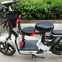 전동 킥보드 안장 의자 범용 호환 전기 자동차 어린이 앞 좌석 소형 전기 자동차 스쿠터, 블랙 레드 플러스 팔걸이 발 접기