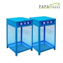 파파하우스 대용량 국산 실외용 철제분리수거함 뚜껑형 450, 회색, 1개