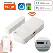 도어센서 tuya 도어 센서 with 배터리 충전 포트 무선 자기 창 자석 문열림알리미, 배터리(USB) 포함