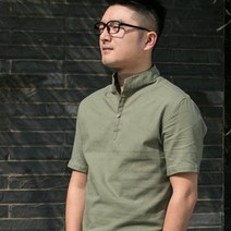 가바바 남성 린넨셔츠 깨끗한 디자인 헨리넥 반팔 린넨 셔츠 G10894