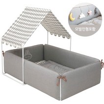 [쁘띠베이비] 토이 내추럴 그레이 범퍼침대 XL(스마트프레임+탑커버), 프레임:그레이 / 탑커버:다이아그레이