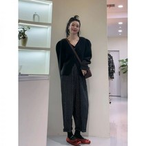 유러피안 봄 브이넥 랩 투버튼 퍼프소매 블라우스 디자인 니트 카디건