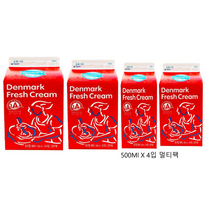 덴마크 유크림 휘핑 국산 생크림500ML 4입멀티