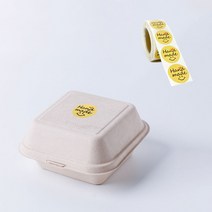 펄프 도시락용기50P +스티커 500P 세트 답례품 구디백 선물포장상자, 펄프박스(네추럴)50P+스마일