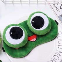 남성과 여성을위한 개구리 아이 마스크 수면 그늘 성인 한국 귀여운 만화 어린이 아이 마스크 모래 조각 재미있는 수면 아이 마스크, 웃는 개구리, 아이스 팩 귀마개 보관 가방