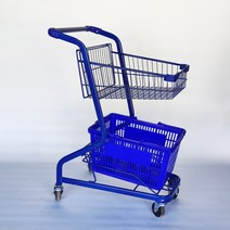 스튜디오 촬영 소품 쇼핑카트 핑크 캐리어 손수레 마트카트 짐옮기기 마트 장바구니, 1개, 파란색F7+바구니