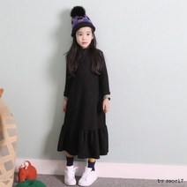 주니어의류 플레어원피스 초등학생 기모롱 여아동복 모녀룩 아동기모원피스