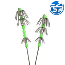 한치 생미끼바늘 채비 갑오징어 3단바늘 1개입 축광 구슬, 1g, 17cm