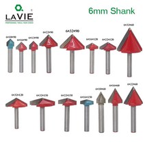 1pc 6mm v bit cnc 솔리드 카바이드 엔드 밀 텅스텐 스틸 목공 밀링 커터 3d wood mdf 라우터 비트 60 90 120 150도, 6x13x90도