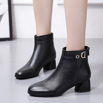 도오빠 WXB2 여성 가죽 앵클 부츠 기모 워커 키높이 5cm 통굽 안감 겨울 여자부츠 발편한 신발