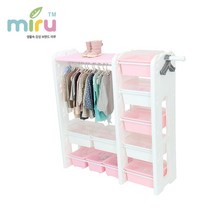 미루 프리미엄 5단 장난감정리함 - M2, 미루 프리미엄 정리함 - M2(캡포함)-뉴화이트/핑크