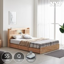 뉴욕퍼니처 올인원 원목LED서랍수납침대 SS/Q 매트리스 13종, 00.매트리스 없음_AAB33