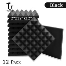 가설방음벽 TOUO어쿠스틱 폼 12 Pcs 스튜디오 흡음 소재 피라미드 방음 패널 도어 벽 절연 난연제 방음성, Black+High Density+12 Pcs With