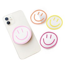 론조모니 귀여운 스마일 거울 그립톡, 4종세트