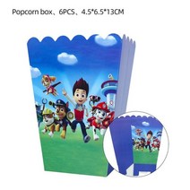 품 생일 발 순찰 장난감 알루미늄 호일 라텍스 풍선 일회 식기 배너 배경, Popcorn Box - 6pcs