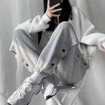 2022 새로운 스포츠 바지 여성 봄 여름 느슨한 회색 캐주얼 바지 스트레이트 브레스트 바지