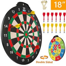 Esjay Magnetic Dart Board Set 18 inch Safe Dart Game for Kids Best Boy Toys Gift Indoor Outdoor Ga, 1, Double Sided Large Size Dartb